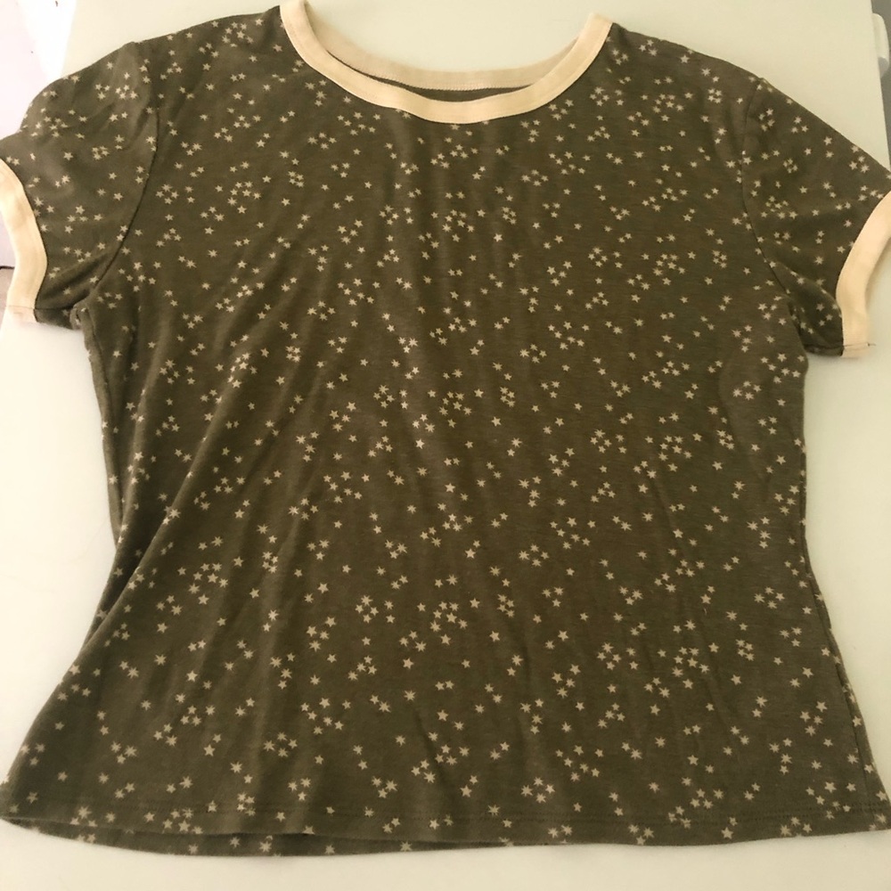 Arizona Olive Green Star Print Short Sleeve T-Shirt